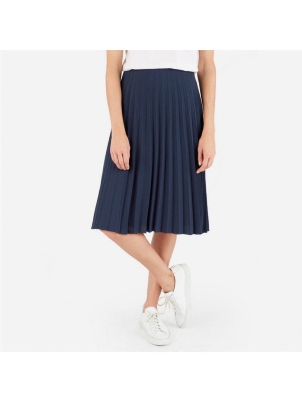 Everlane‎ Navy Pleated Midi Skirt size 00